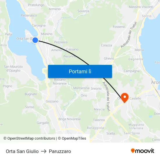 Orta San Giulio to Paruzzaro map