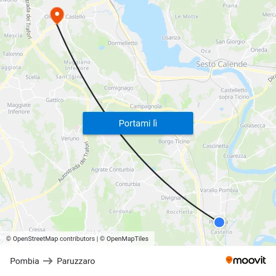 Pombia to Paruzzaro map