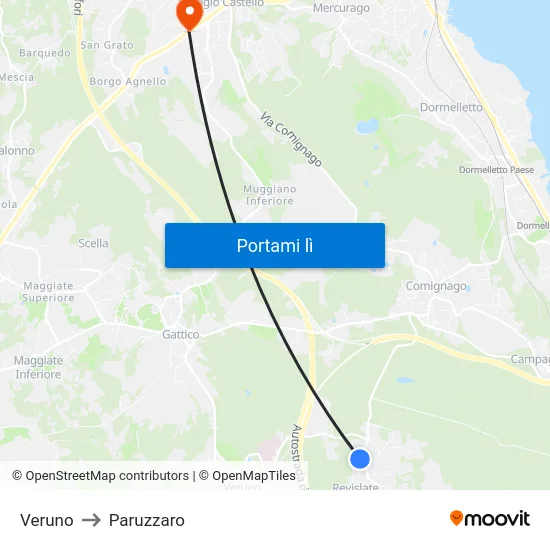 Veruno to Paruzzaro map