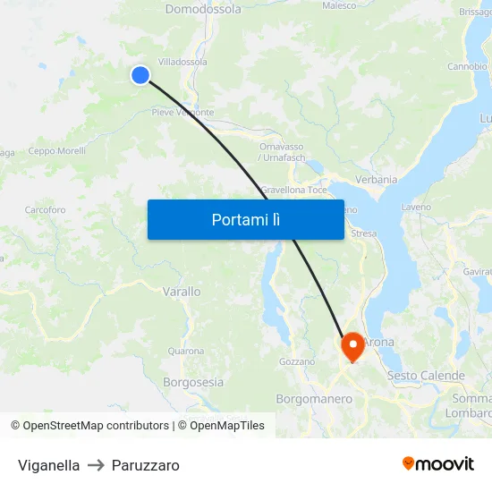 Viganella to Paruzzaro map
