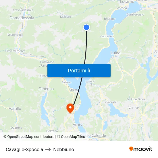 Cavaglio-Spoccia to Nebbiuno map