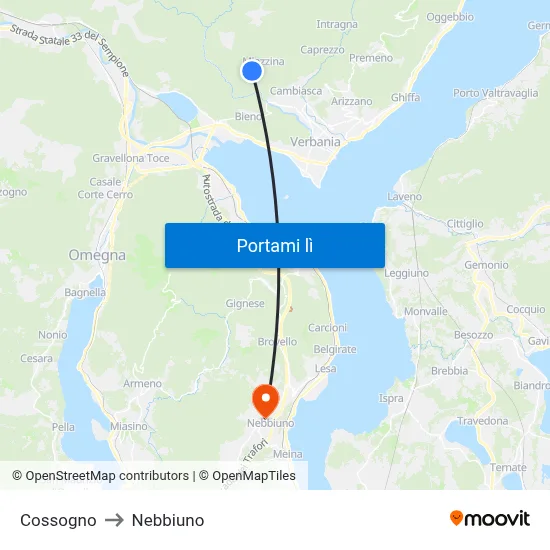 Cossogno to Nebbiuno map