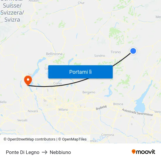 Ponte Di Legno to Nebbiuno map