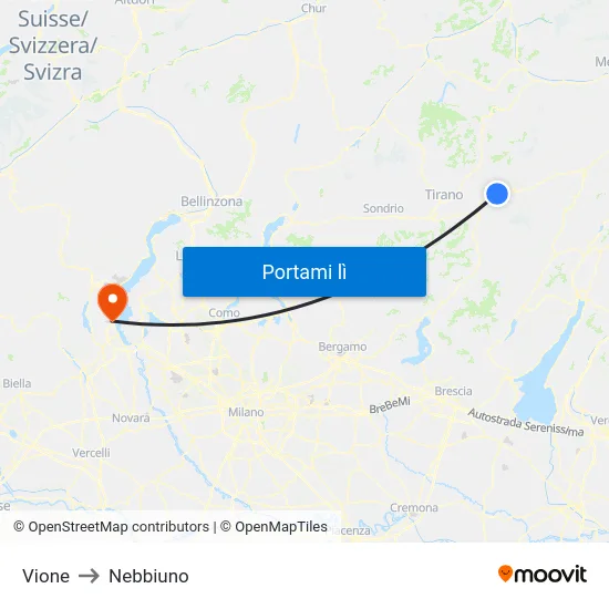 Vione to Nebbiuno map