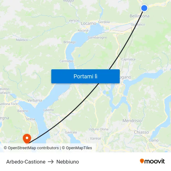 Arbedo-Castione to Nebbiuno map