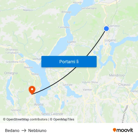 Bedano to Nebbiuno map
