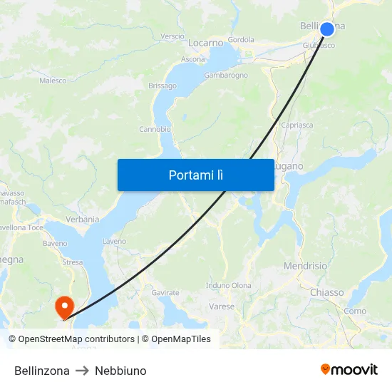 Bellinzona to Nebbiuno map