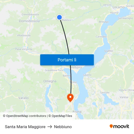 Santa Maria Maggiore to Nebbiuno map