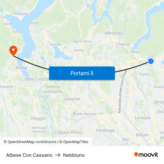 Albese Con Cassano to Nebbiuno map