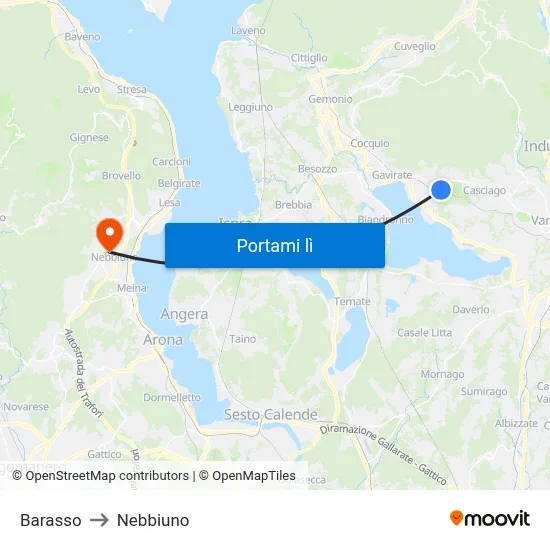 Barasso to Nebbiuno map