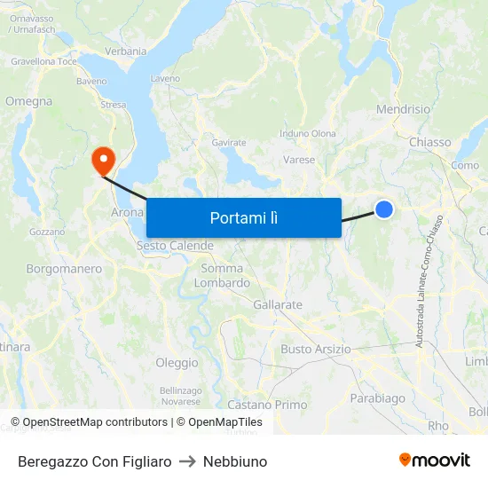 Beregazzo Con Figliaro to Nebbiuno map