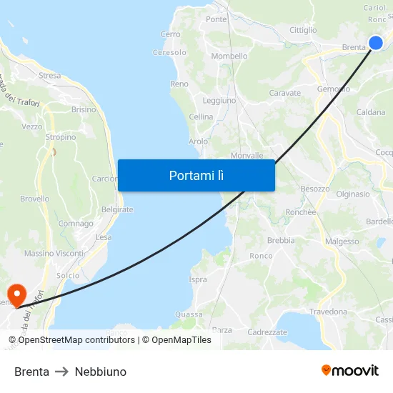 Brenta to Nebbiuno map