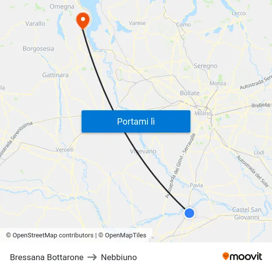 Bressana Bottarone to Nebbiuno map