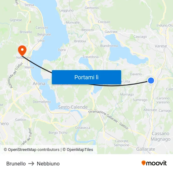 Brunello to Nebbiuno map