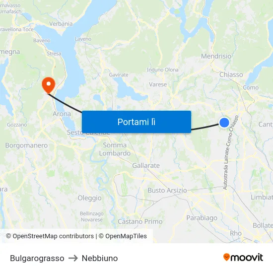 Bulgarograsso to Nebbiuno map