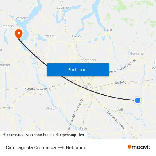 Campagnola Cremasca to Nebbiuno map