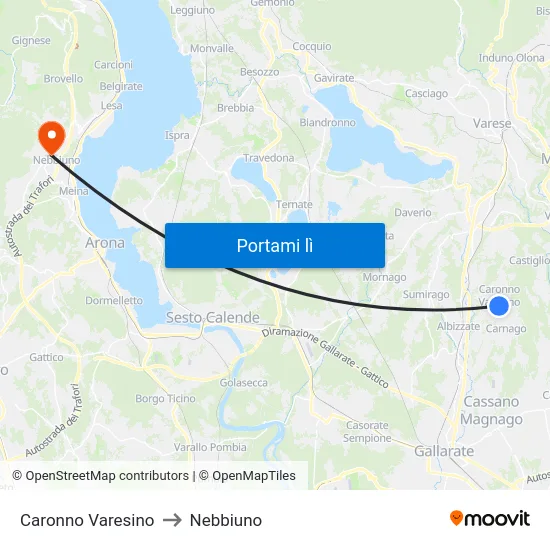 Caronno Varesino to Nebbiuno map