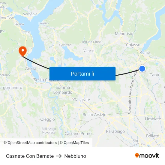 Casnate Con Bernate to Nebbiuno map