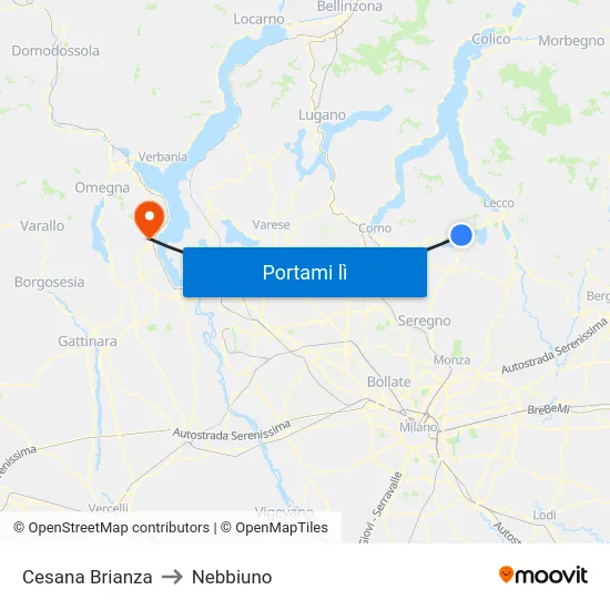 Cesana Brianza to Nebbiuno map