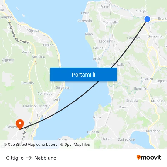 Cittiglio to Nebbiuno map