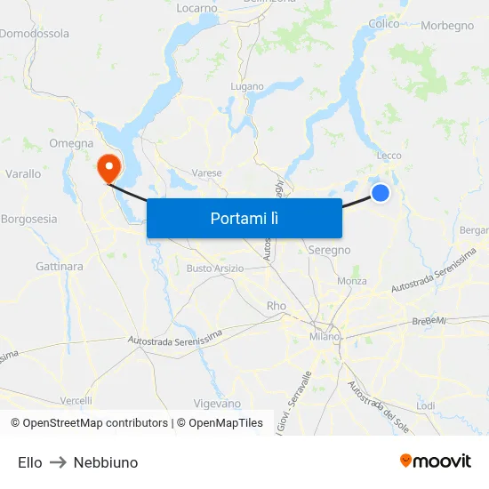 Ello to Nebbiuno map