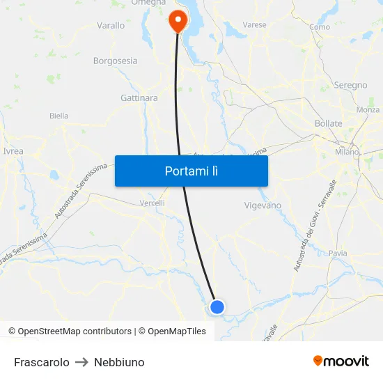 Frascarolo to Nebbiuno map