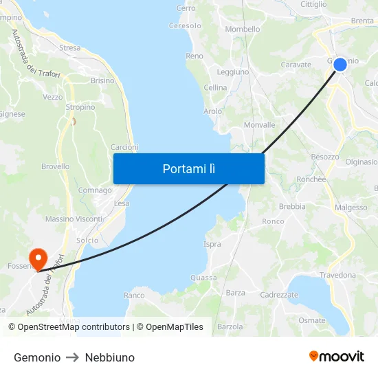 Gemonio to Nebbiuno map