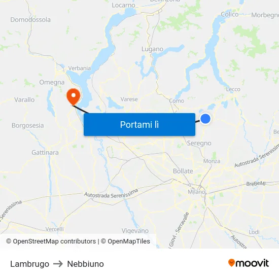 Lambrugo to Nebbiuno map