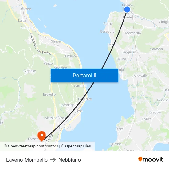 Laveno-Mombello to Nebbiuno map