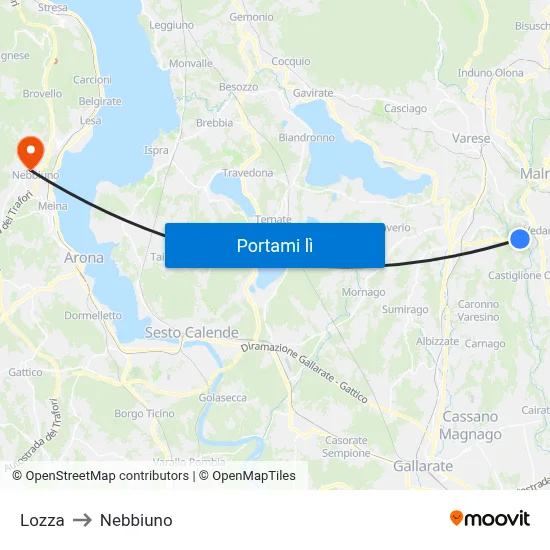 Lozza to Nebbiuno map
