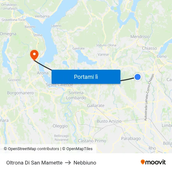 Oltrona Di San Mamette to Nebbiuno map
