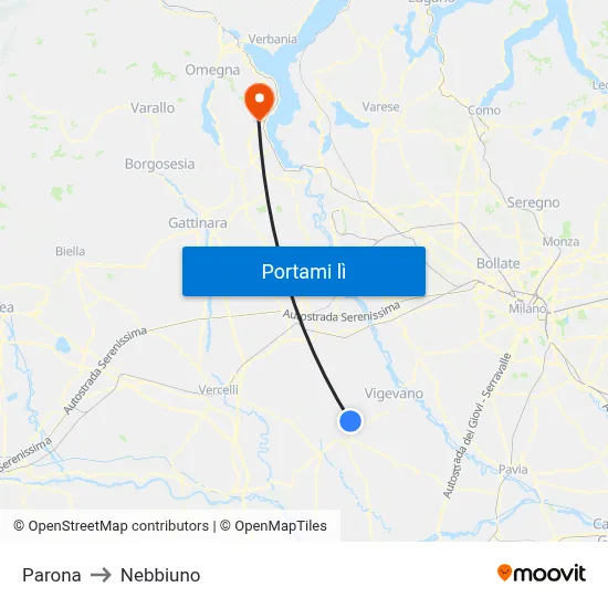 Parona to Nebbiuno map