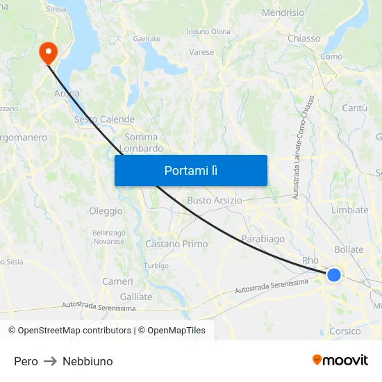 Pero to Nebbiuno map