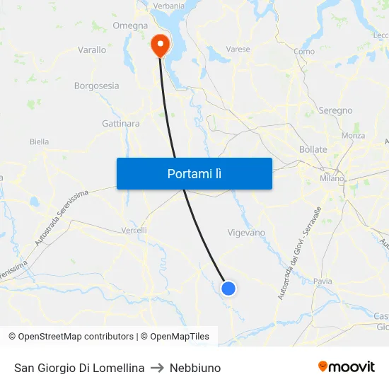 San Giorgio Di Lomellina to Nebbiuno map