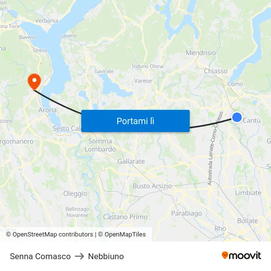 Senna Comasco to Nebbiuno map