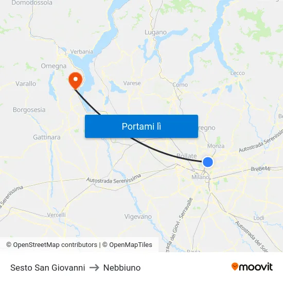 Sesto San Giovanni to Nebbiuno map