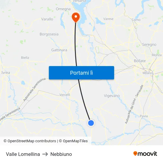 Valle Lomellina to Nebbiuno map