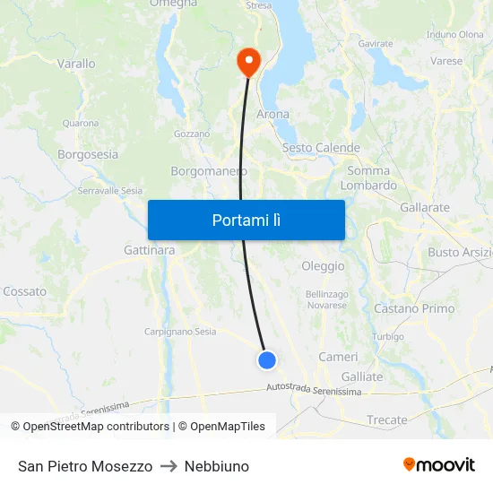 San Pietro Mosezzo to Nebbiuno map
