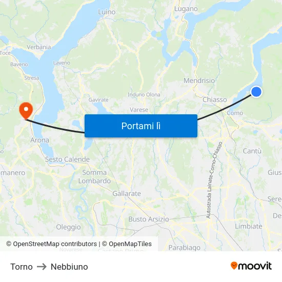 Torno to Nebbiuno map