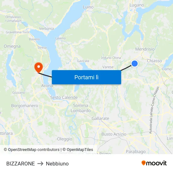 BIZZARONE to Nebbiuno map