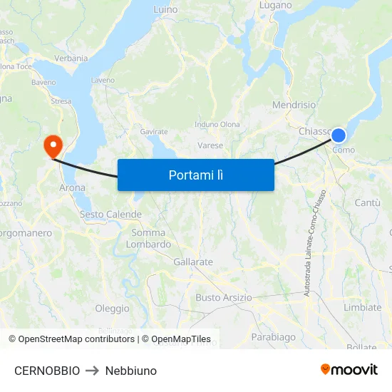 CERNOBBIO to Nebbiuno map