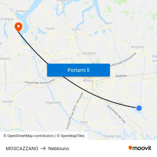 MOSCAZZANO to Nebbiuno map