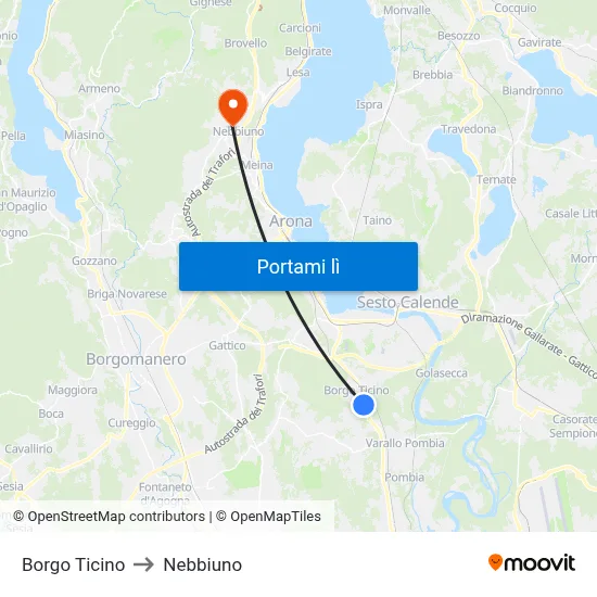 Borgo Ticino to Nebbiuno map