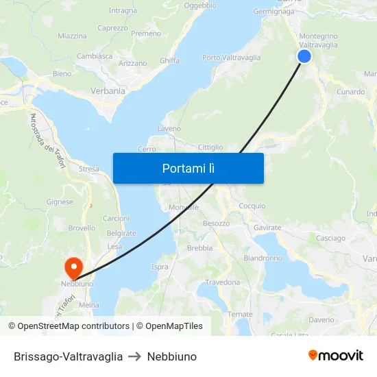 Brissago-Valtravaglia to Nebbiuno map