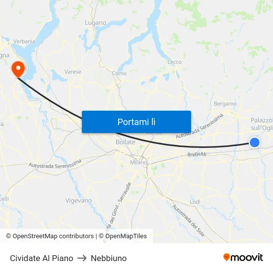 Cividate Al Piano to Nebbiuno map