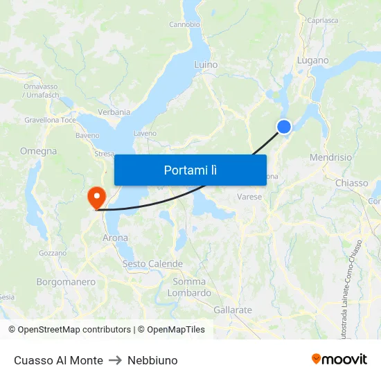 Cuasso Al Monte to Nebbiuno map