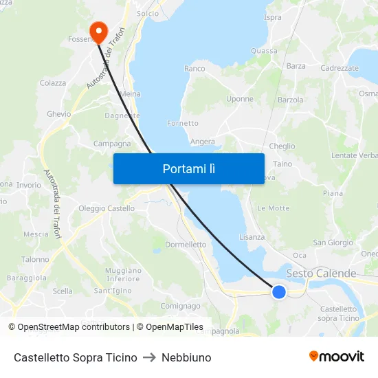 Castelletto Sopra Ticino to Nebbiuno map