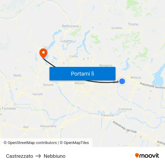 Castrezzato to Nebbiuno map