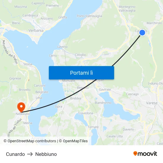 Cunardo to Nebbiuno map
