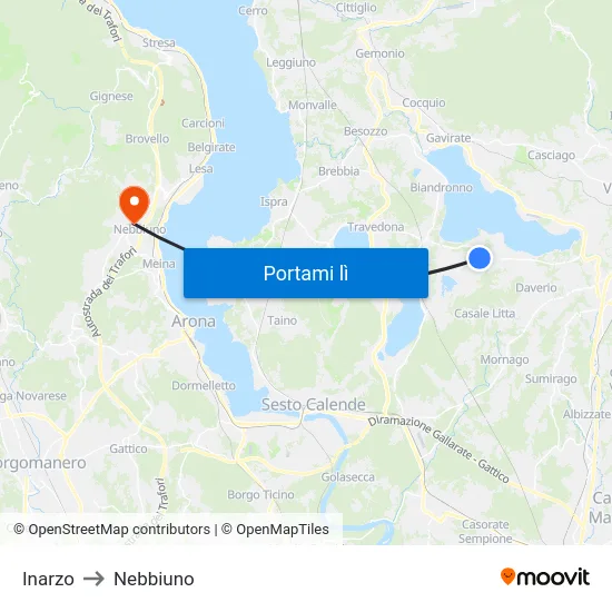 Inarzo to Nebbiuno map